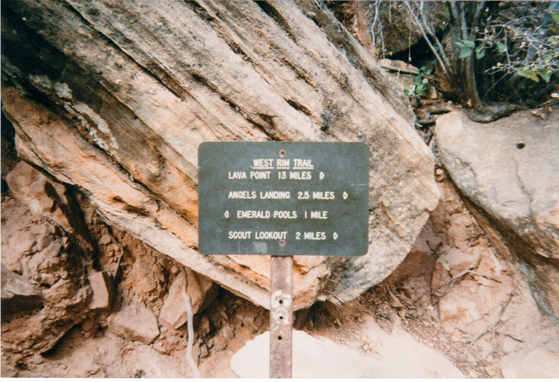 Hiking Trail Sign Zion National Park